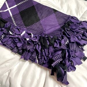 Purple and Black Plaid Fleece Blanket